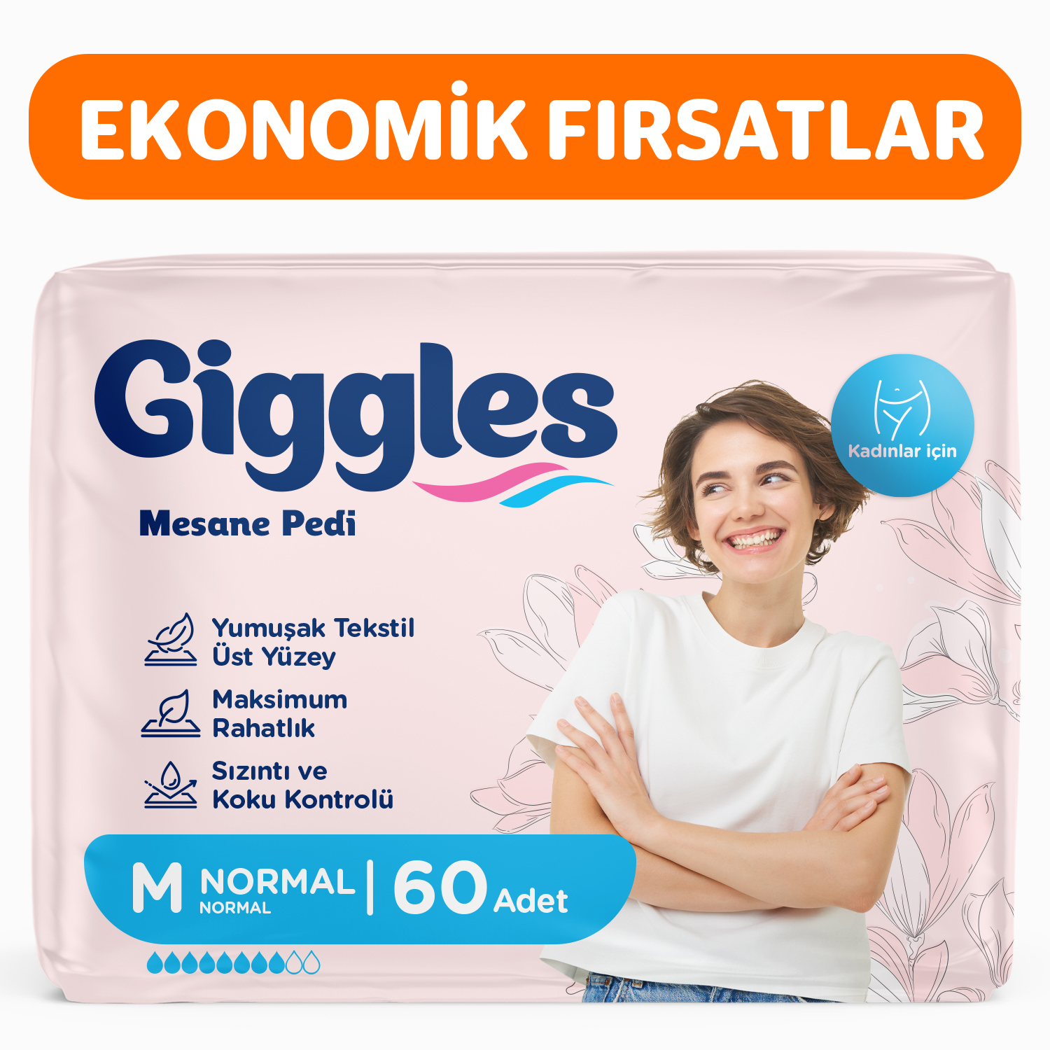 Giggles Kadın Mesane Pedi Medium(Normal) 60 Adet